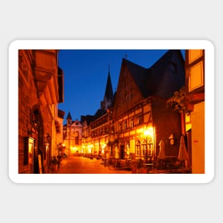 Old town, dusk, Bacharach, Middle Rhine, Rhine, evening Sticker